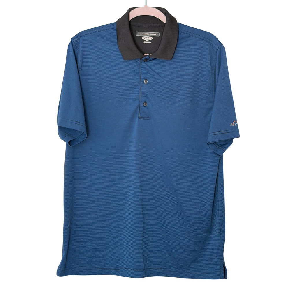 Greg Norman Men's M Play Dry Blue Short Sleeve Golf Polo Shirt | SKU 1074